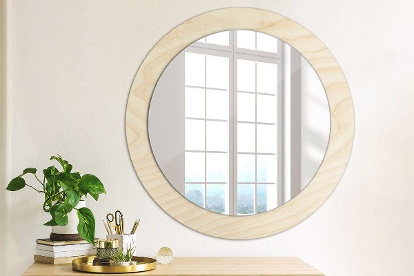 Round printed mirror Wood texture