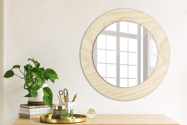 Round printed mirror Wood texture