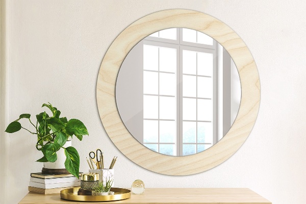 Round printed mirror Wood texture