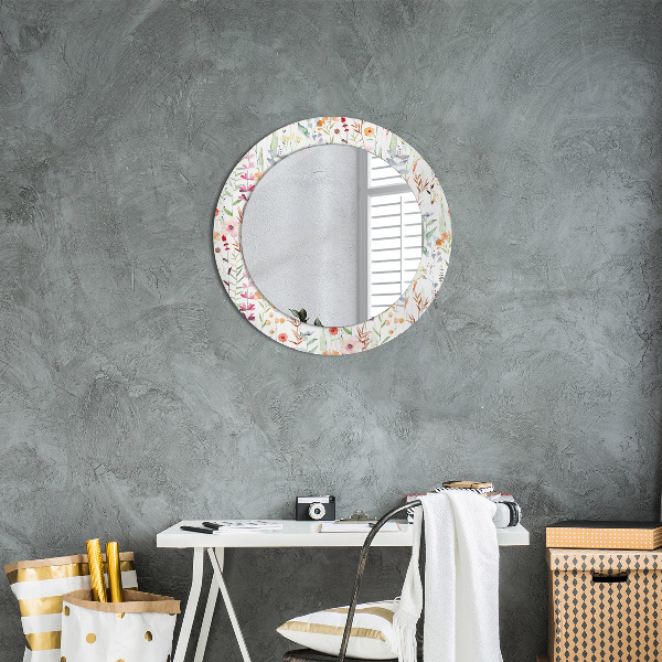 Round printed mirror Wild flowers