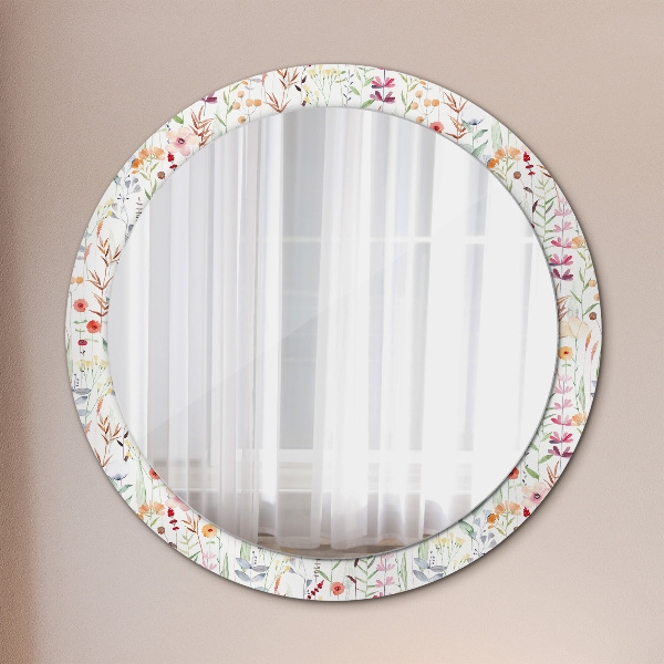 Round printed mirror Wild flowers