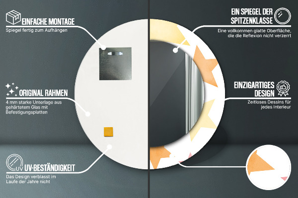 Round decorative mirror Pastel stars