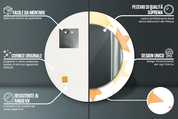 Round decorative mirror Pastel stars