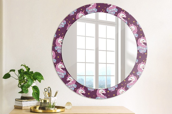 Round decorative mirror Unicorn stars