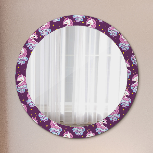 Round decorative mirror Unicorn stars