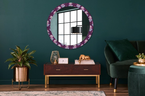Round decorative mirror Unicorn stars