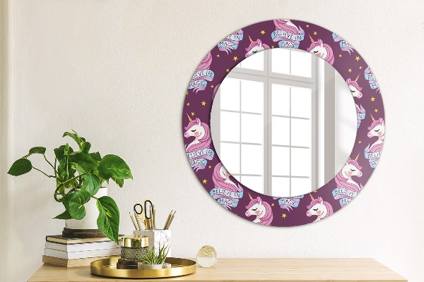 Round decorative mirror Unicorn stars