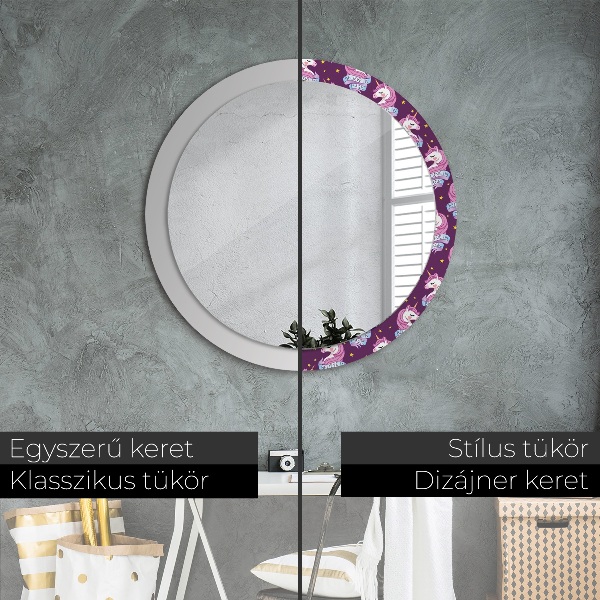 Round decorative mirror Unicorn stars