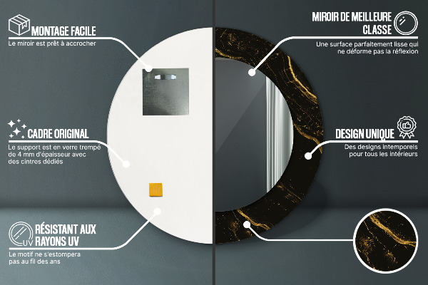 Round decorative mirror Black marble