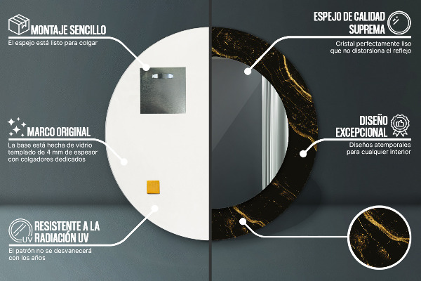 Round decorative mirror Black marble