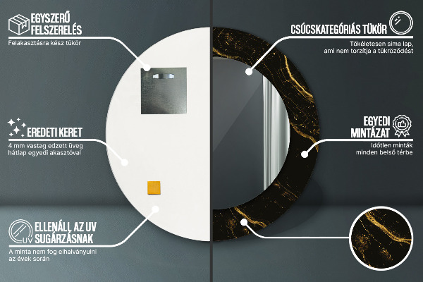 Round decorative mirror Black marble