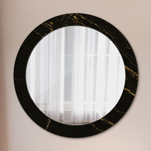 Round decorative mirror Black marble