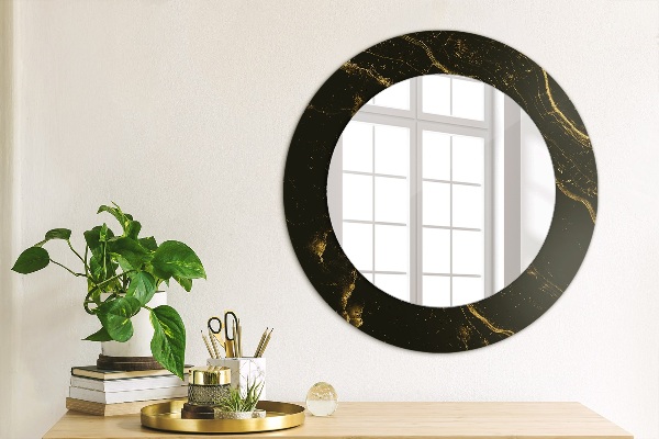 Round decorative mirror Black marble