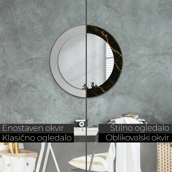 Round decorative mirror Black marble