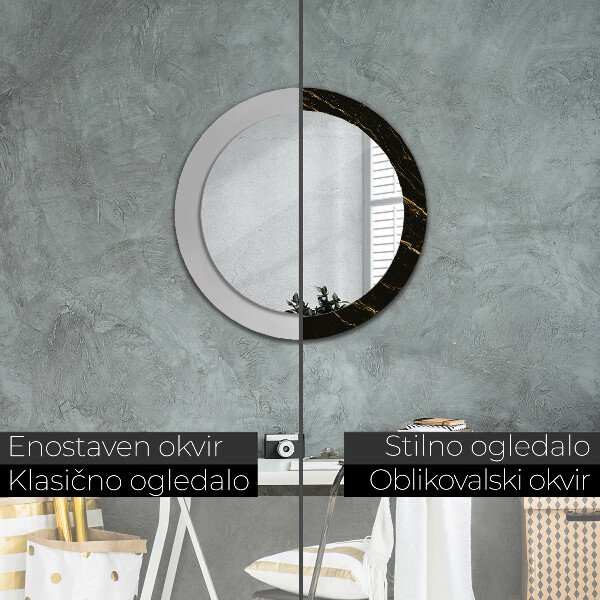 Round decorative mirror Black marble