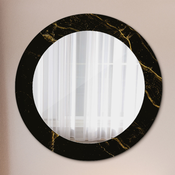 Round decorative mirror Black marble