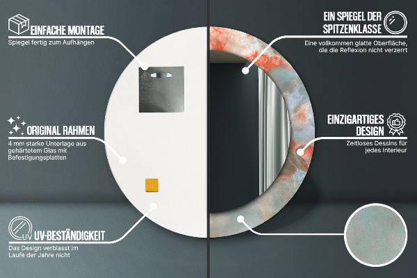 Round wall mirror decor Onyx marbles