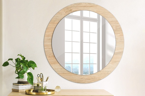 Round wall mirror decor Wood texture