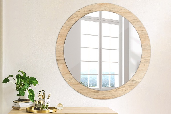 Round wall mirror decor Wood texture