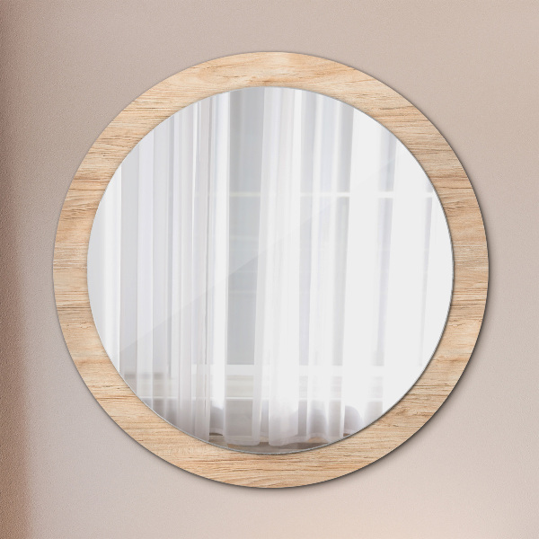 Round wall mirror decor Wood texture