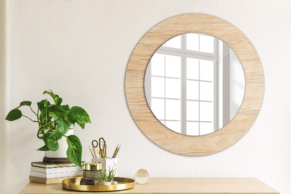 Round wall mirror decor Wood texture