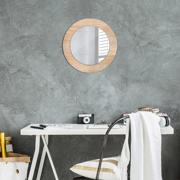 Round wall mirror decor Wood texture