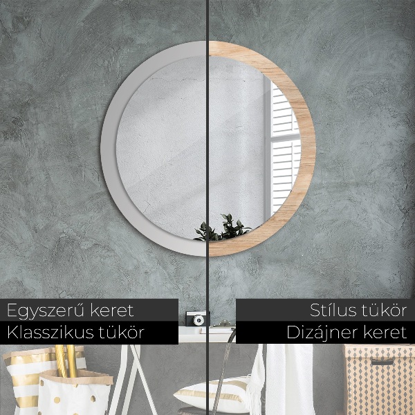 Round wall mirror decor Wood texture
