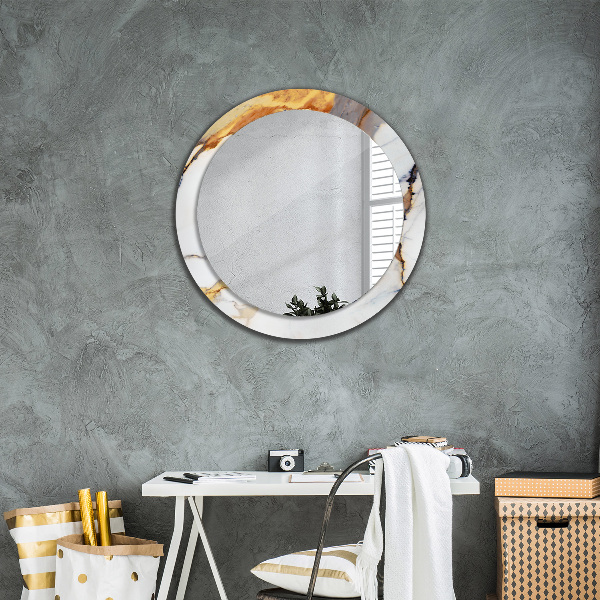Round wall mirror decor White marble