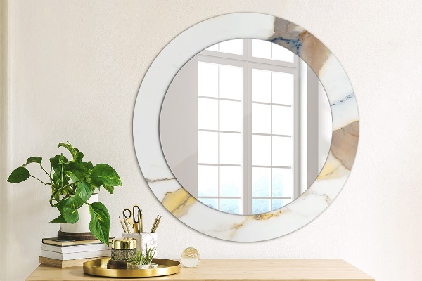 Round wall mirror decor White marble