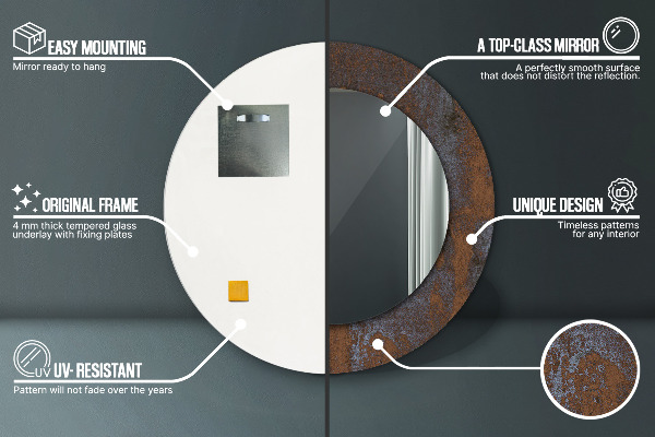 Round wall mirror decor Metallic rustic