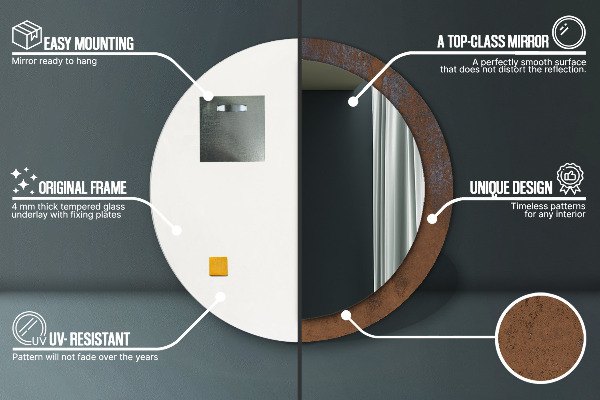 Round wall mirror decor Metallic rustic