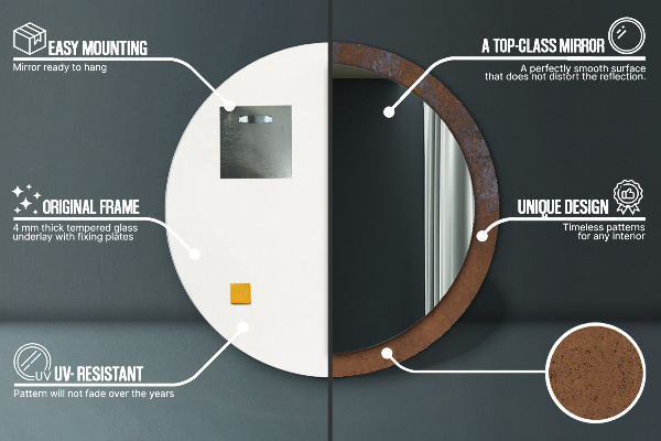 Round wall mirror decor Metallic rustic