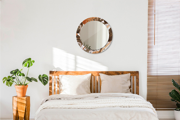 Round mirror frame with print Palm leaves
