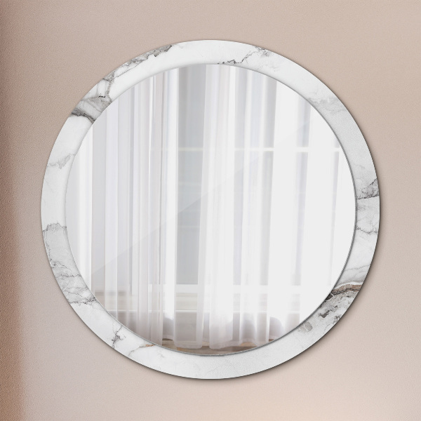 Round mirror frame with print White marble