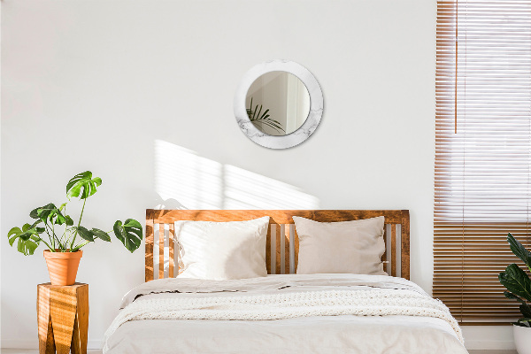 Round mirror frame with print White marble