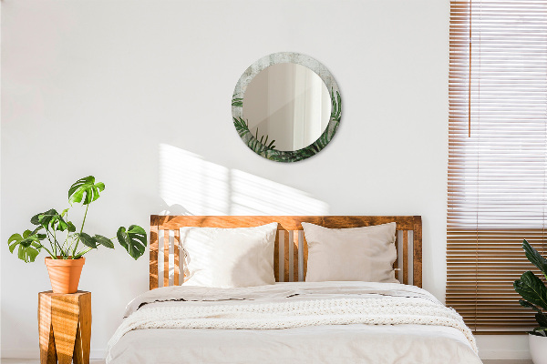 Round mirror frame with print Fern leaves