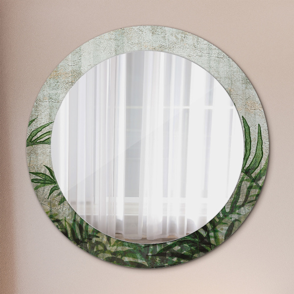 Round mirror frame with print Fern leaves