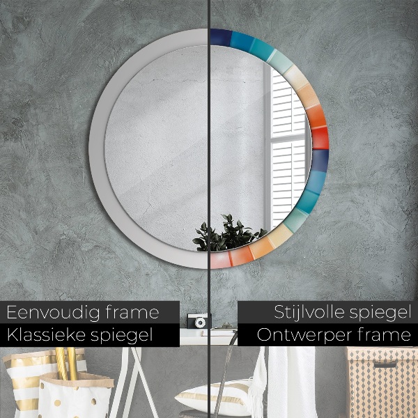 Round mirror frame with print Radial concentric belts