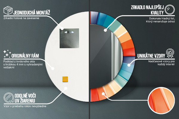 Round mirror frame with print Radial concentric belts