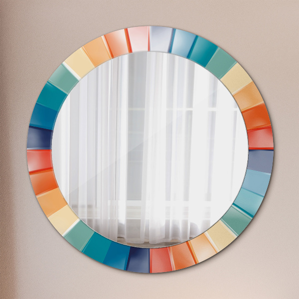 Round mirror frame with print Radial concentric belts