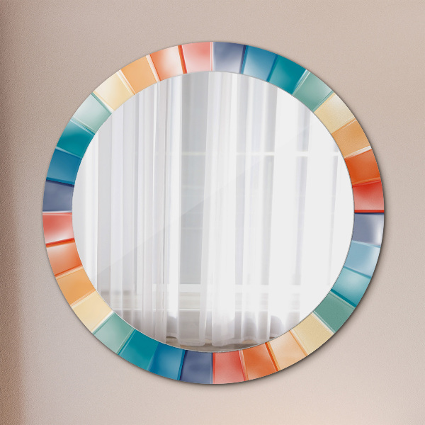 Round mirror frame with print Radial concentric belts