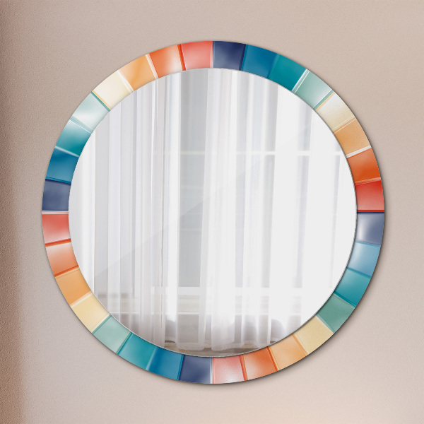 Round mirror frame with print Radial concentric belts