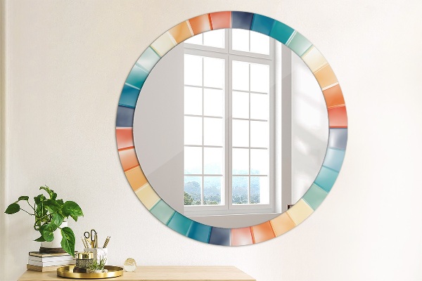 Round mirror frame with print Radial concentric belts