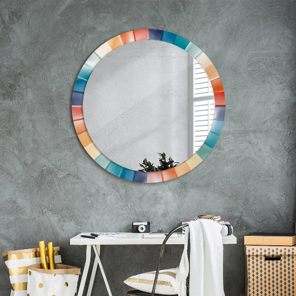 Round mirror frame with print Radial concentric belts