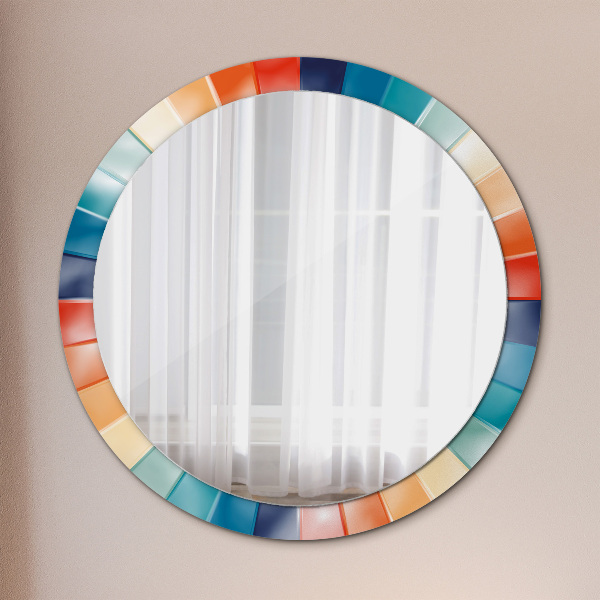 Round mirror frame with print Radial concentric belts
