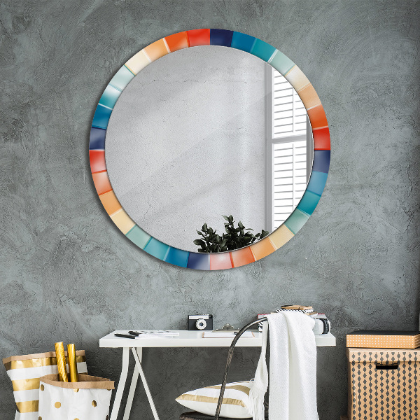 Round mirror frame with print Radial concentric belts