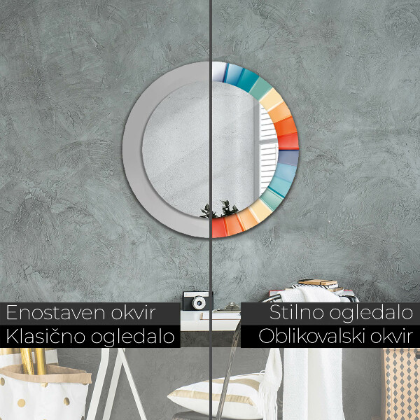 Round mirror frame with print Radial concentric belts