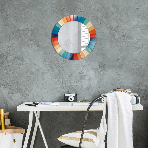 Round mirror frame with print Radial concentric belts
