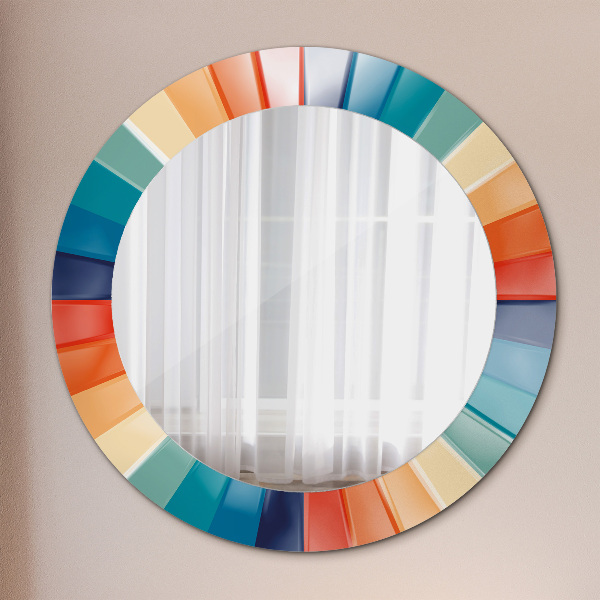 Round mirror frame with print Radial concentric belts