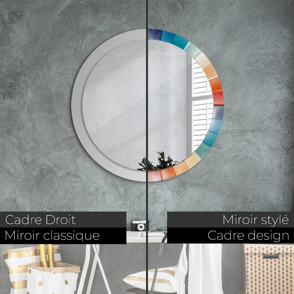 Round mirror frame with print Radial concentric belts